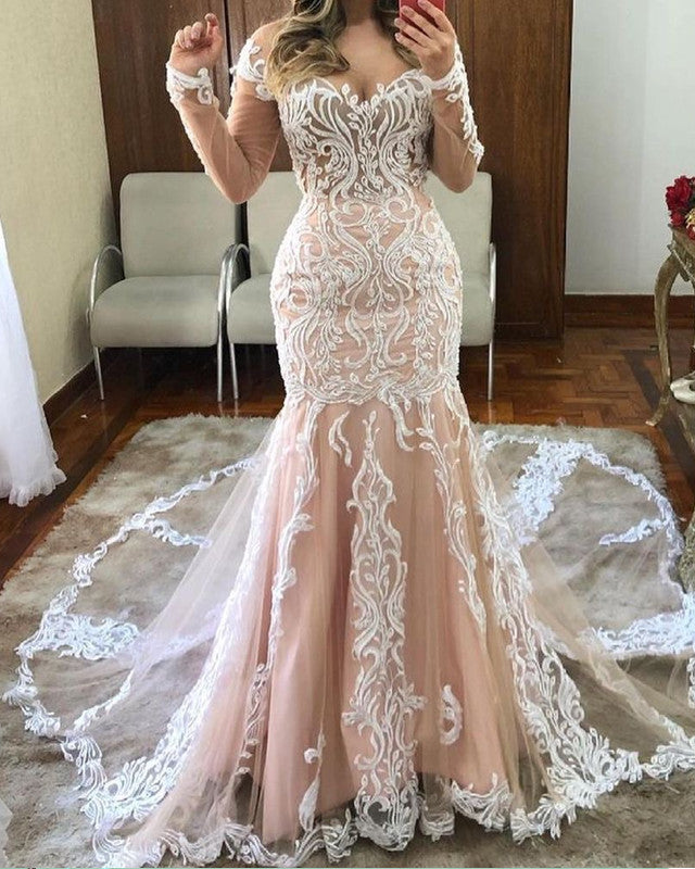 champagne wedding gown