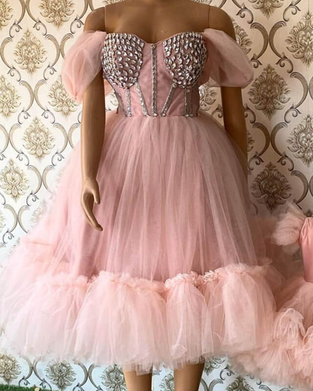 Hot Pink Tulle Corset Slit Prom Dress Spaghetti Straps – Lisposa