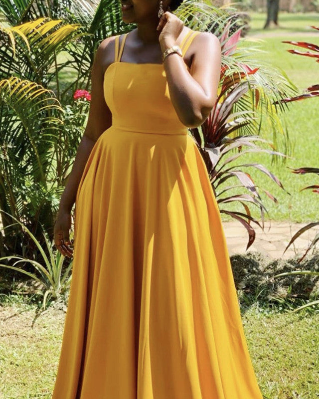 Brown Orange and Yellow Bridesmaid Dresses