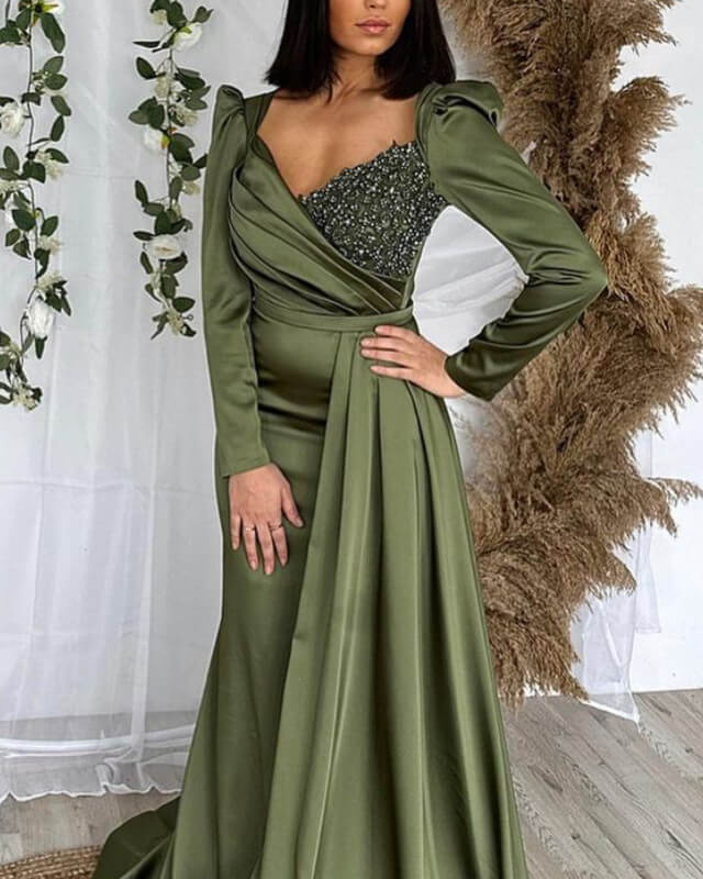 Olive green hotsell floor length dress