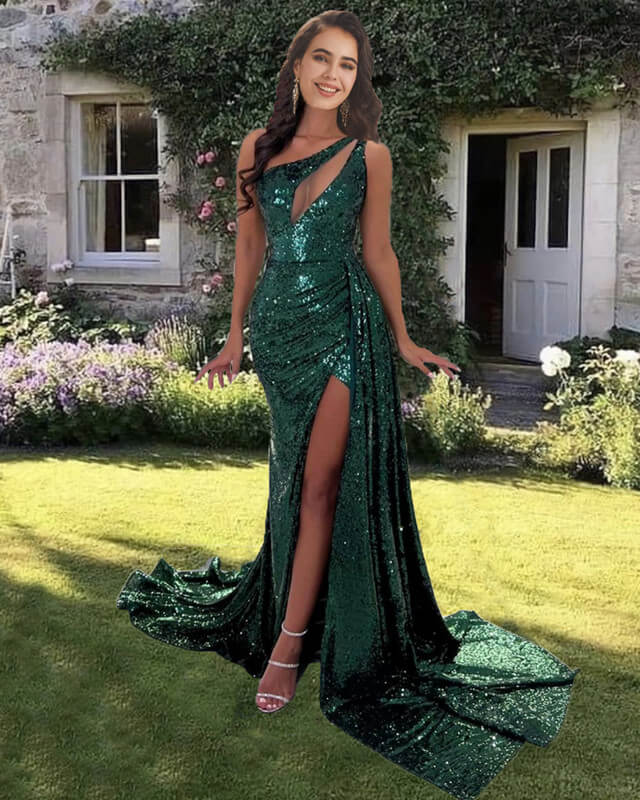 Green Trumpet Prom Dress