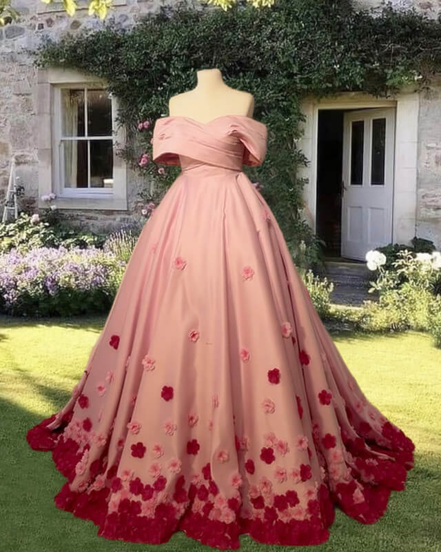 Pink Satin Ball Gown