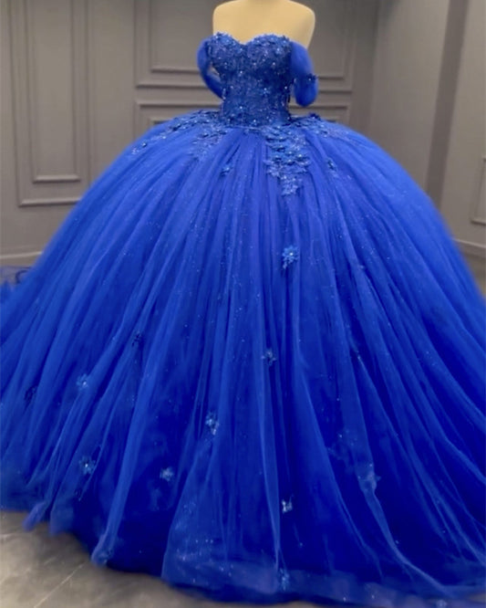 Royal Blue Tulle Quinceanera Dress