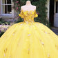 Yellow Floral Flowers Quinceanera Dresses