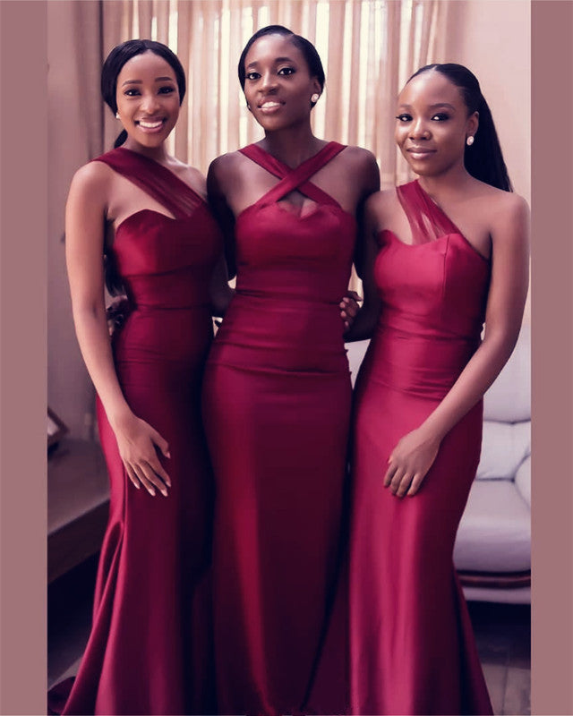 Deep red shop bridesmaid dresses