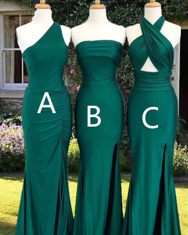 Emerald satin best sale bridesmaid dresses