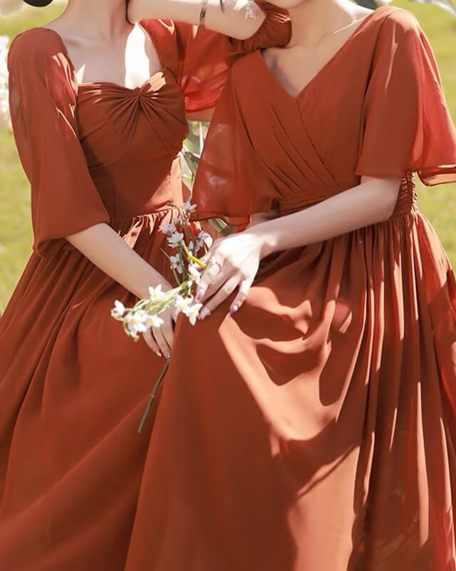 Burnt Orange Bridesmaid Dresses Short