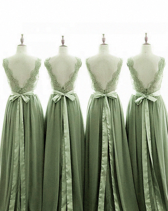 dark sage bridesmaid dresses