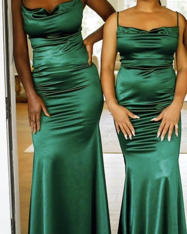 Emerald Satin Bridesmaid Dress