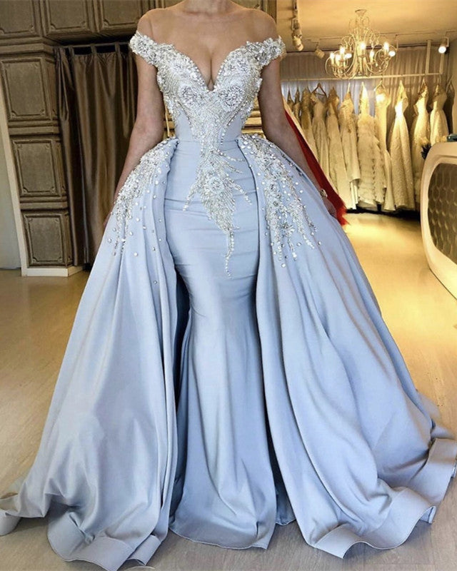 Mermaid prom dress sales with detachable skirt