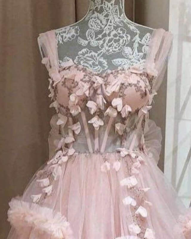 Pink Chiffon Dress Corset, Chiffon Fairycore Dresses