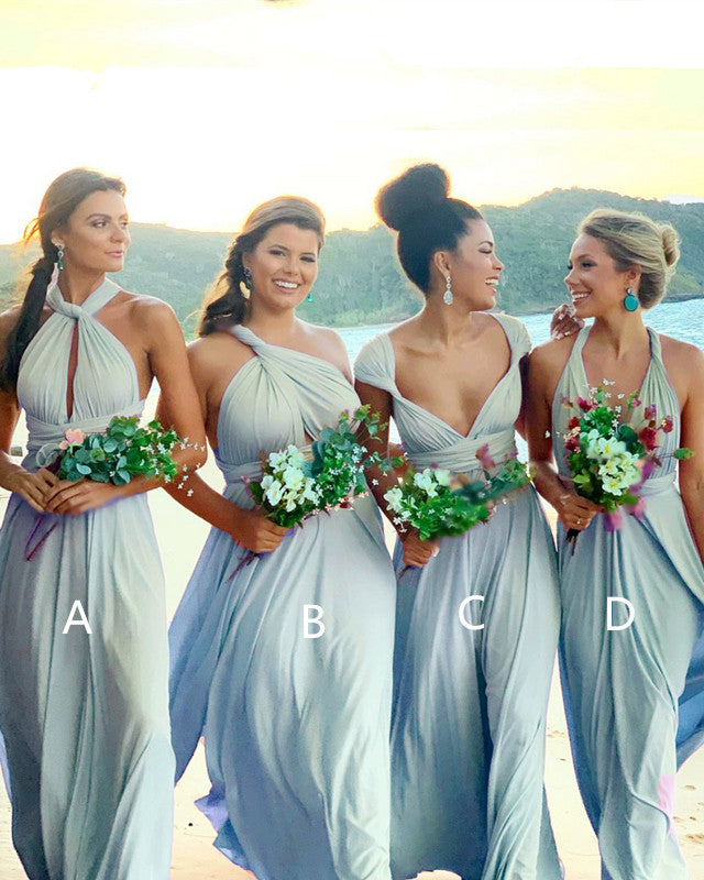 Light blue beach bridesmaid hot sale dresses