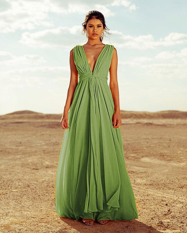 Boho olive green hot sale bridesmaid dress