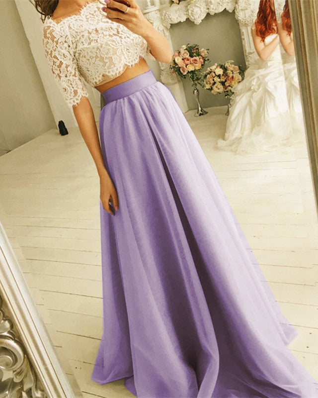 Lavender boho cheap bridesmaid dress