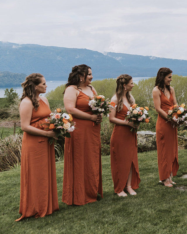 Dusty orange bridesmaid clearance dresses