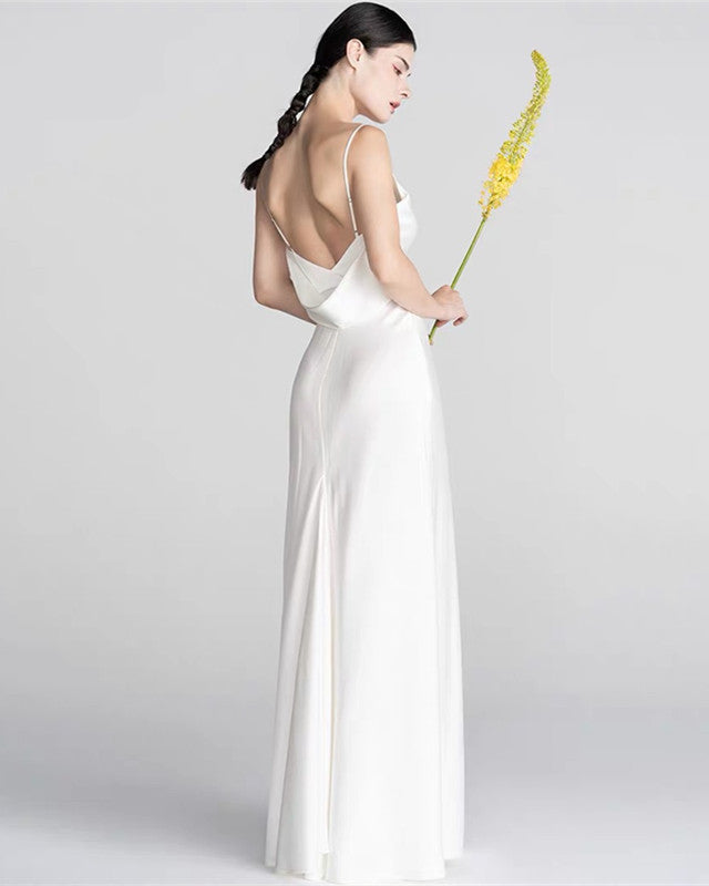 White slip outlet wedding dress