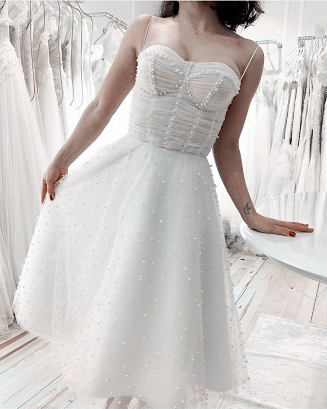 Corset Tea Length Wedding Dresses