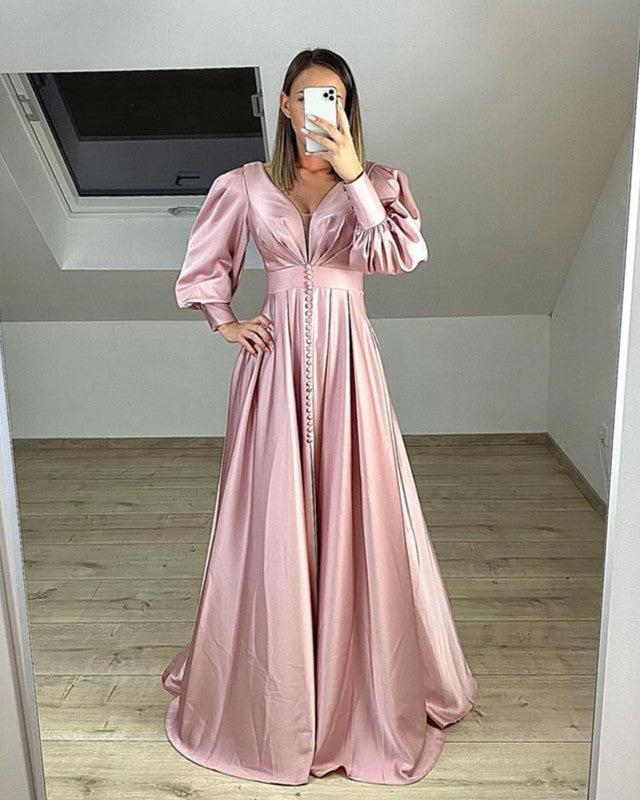 Long sleeve blush pink bridesmaid dresses hotsell