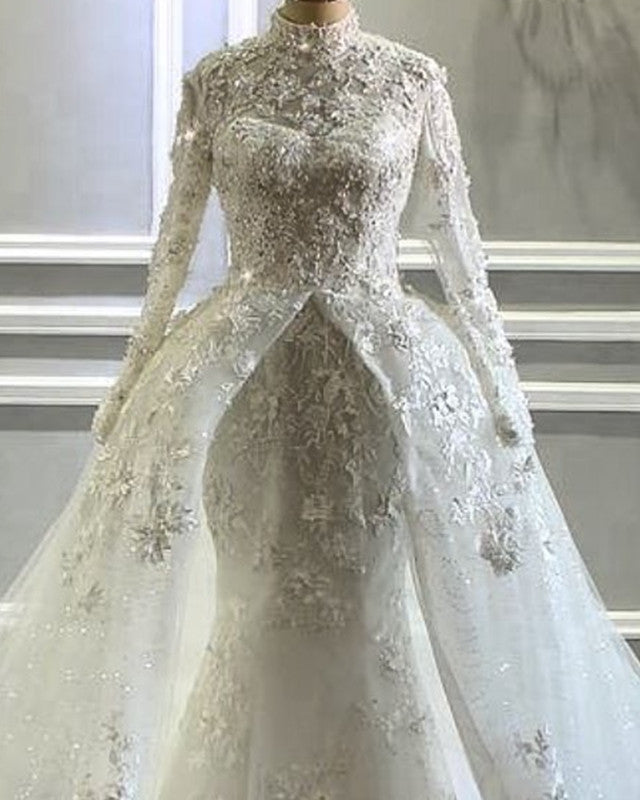 Lace Turtleneck Wedding Dress