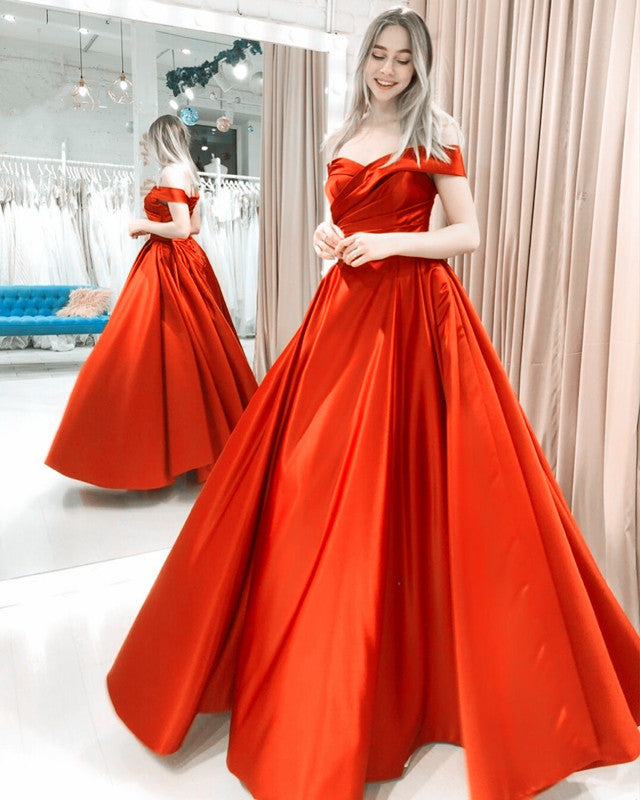 Off The Shoulder Satin Formal Dress 2021 – Lisposa