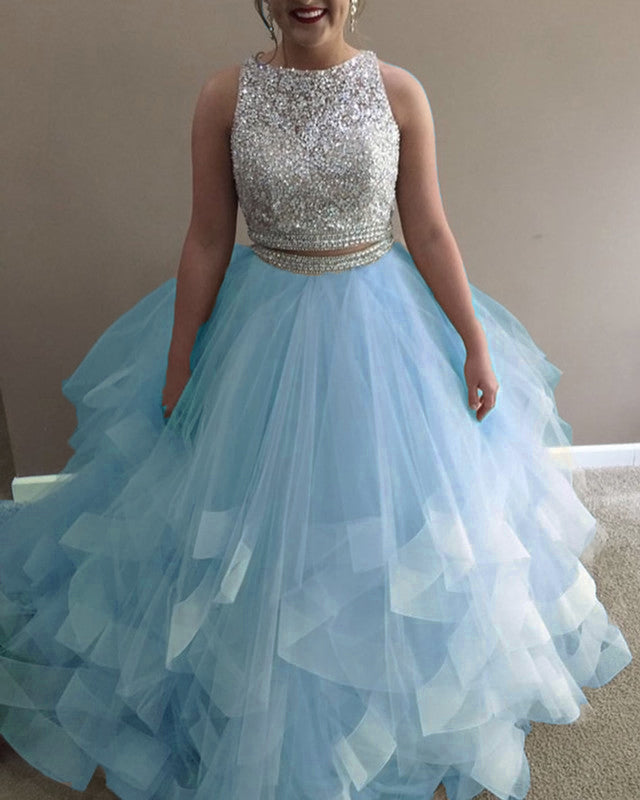 two piece champagne quince dress