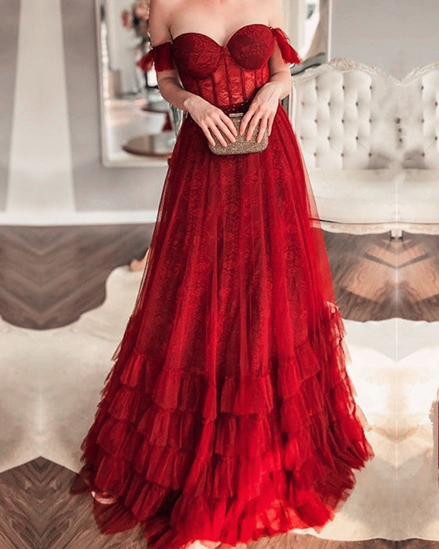 Red Corset Formal Dresses