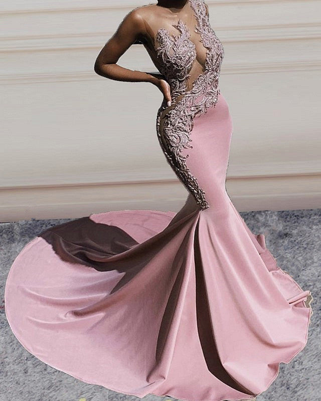 Hot Pink Satin Prom Long Off Shoulder Dress – Lisposa