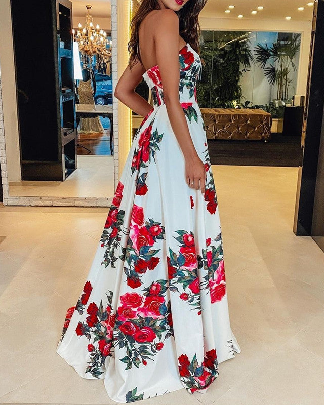 Floral prom dress hot sale with pockets