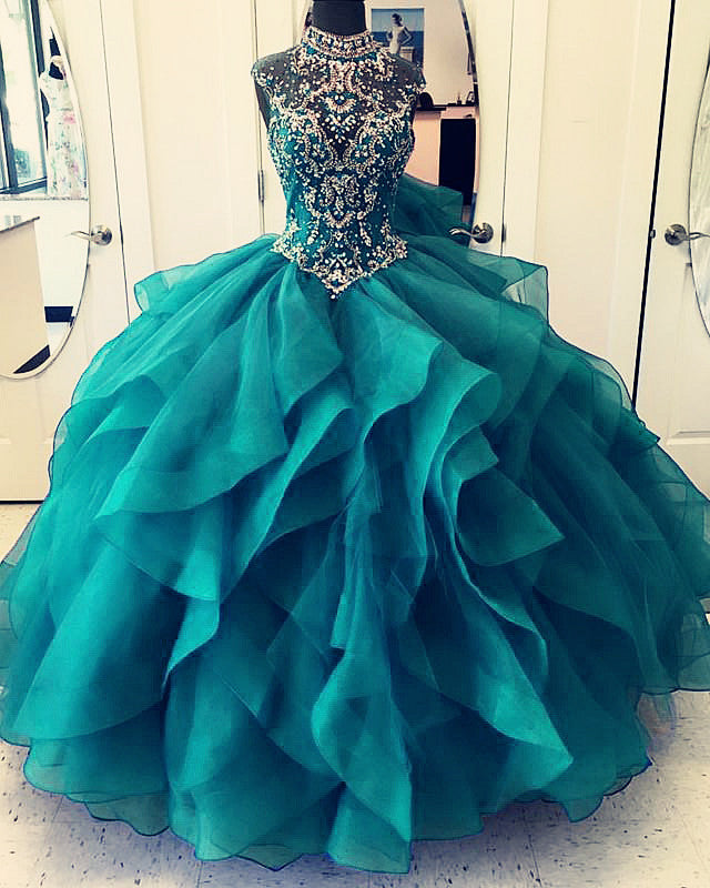 Teal best sale quinceanera dresses