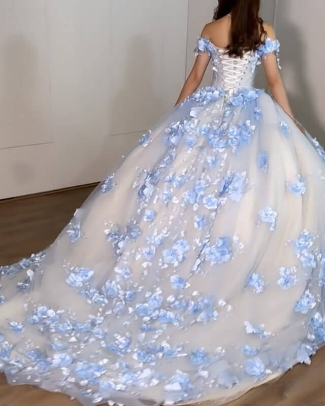 Blue and white shop quinceanera dresses