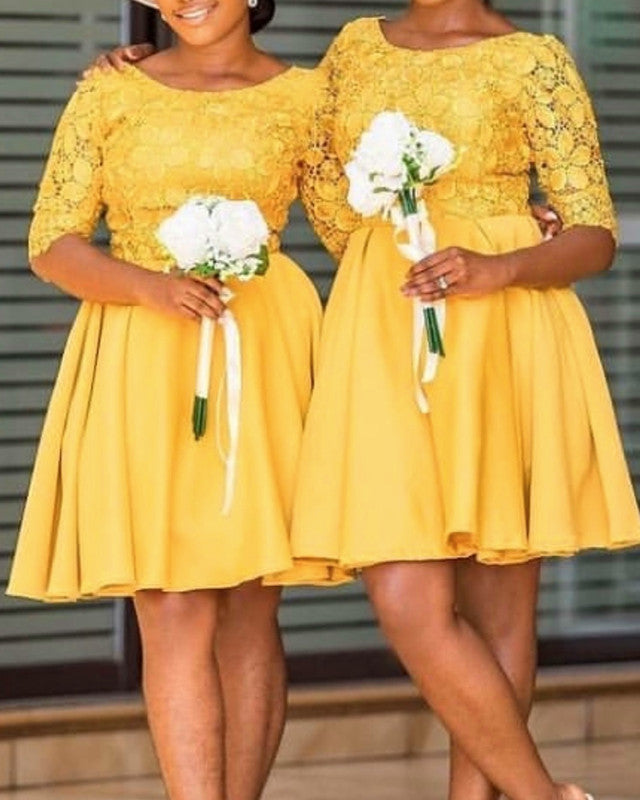 Short yellow bridesmaid clearance dresses