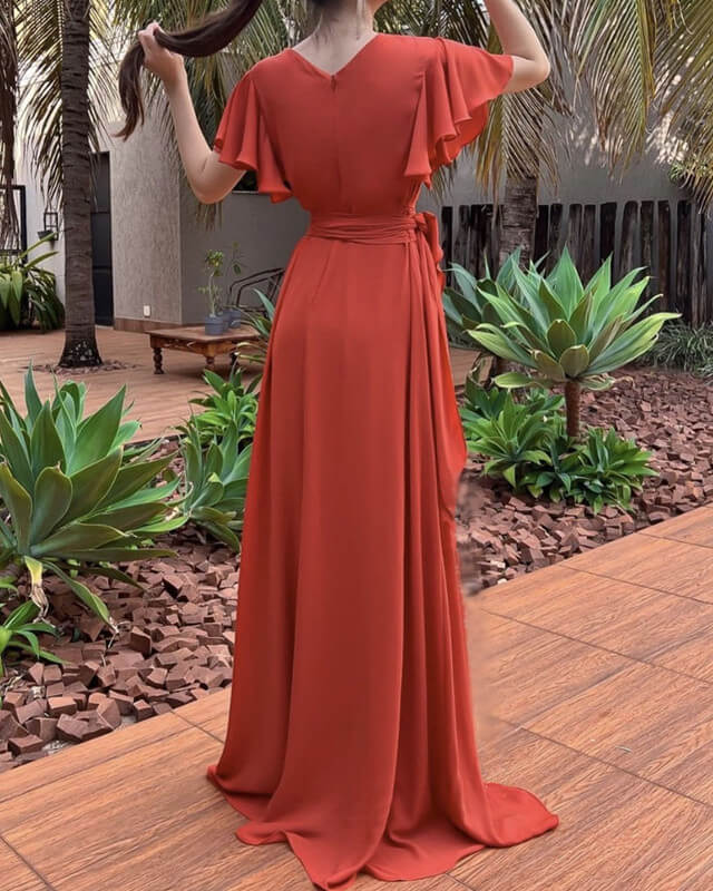 Rust Chiffon Vintage Wedding Dresses