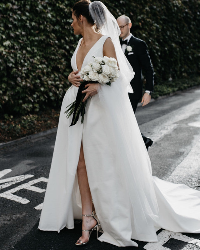 Wedding Dress with Front Slit