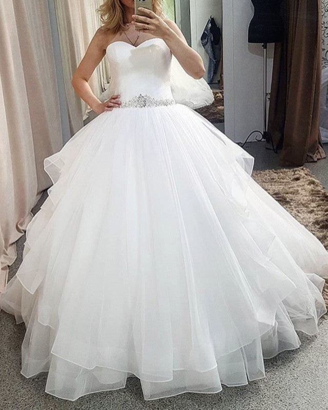 Strapless Wedding Gown with Ruffles