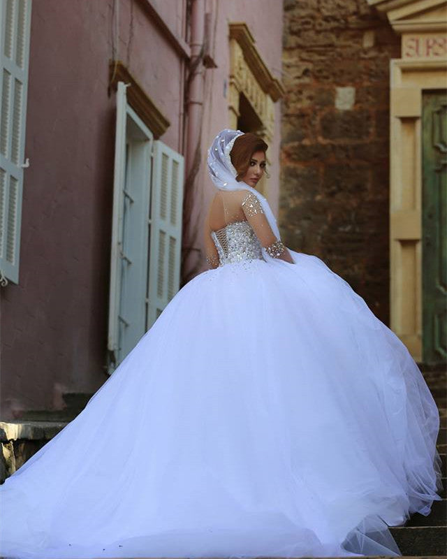 Princess Corset Wedding Dresses with Crystals