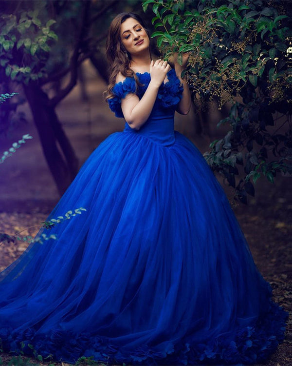 Royal Blue Wedding Dress Princess Ball Gown – Lisposa