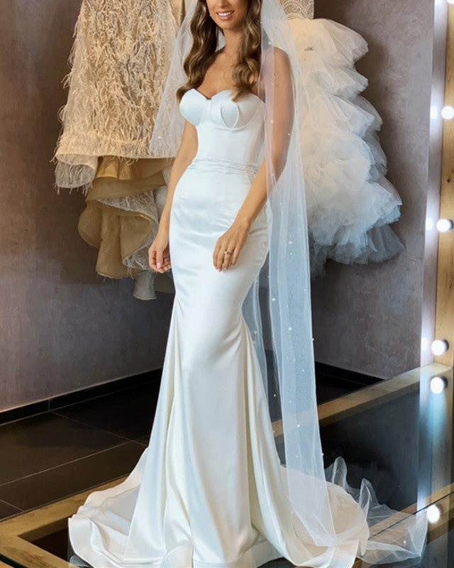 Satin Sweetheart Mermaid Wedding Dress