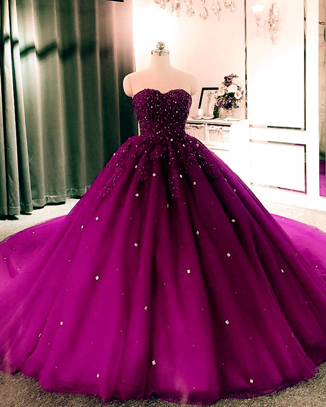 Royal purple shop wedding dress