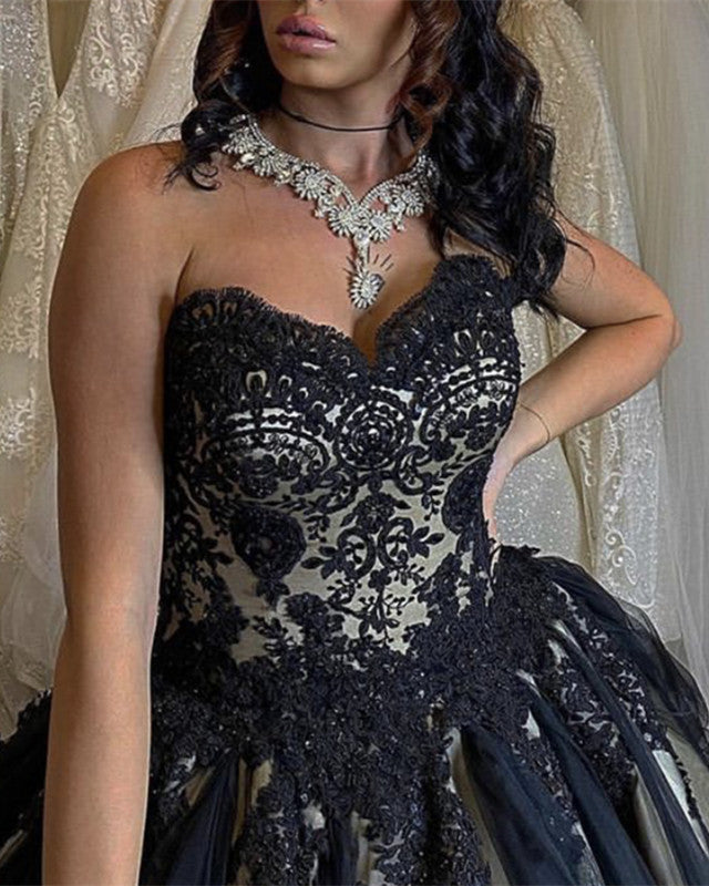 Black Lace Sweetheart Dress