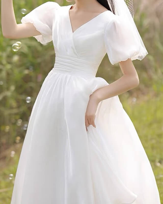 Short White Puffy Wedding Dresses