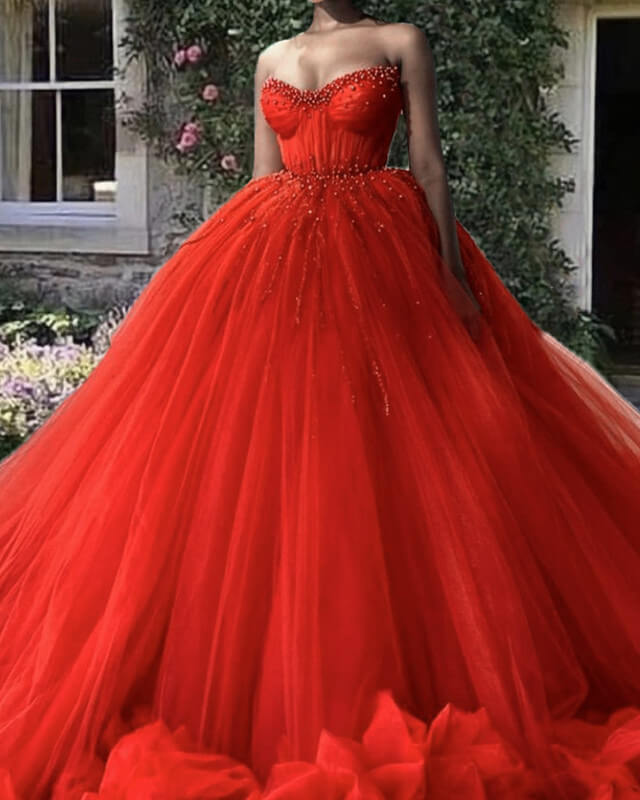 Tulle Ball Gown Red