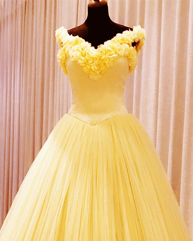 beauty and the beast yellow quinceanera dress